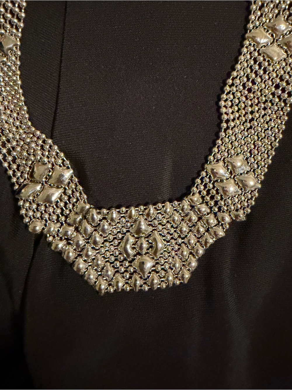Elegant Liquid Metal Silver-Tone Multi-Chain Beaded Necklace